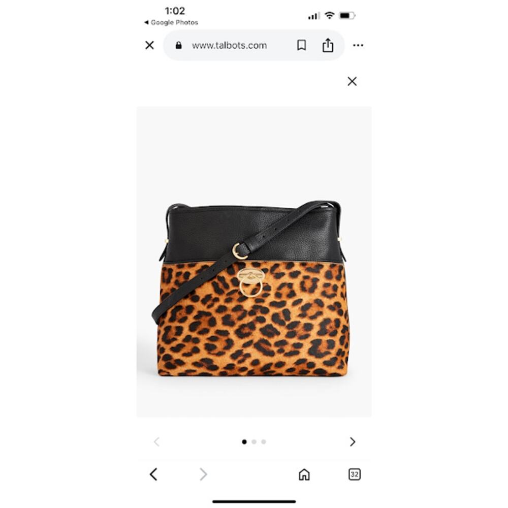 Talbots Hobo Bag Leopard Leather Calf Hair - Picture 10 of 11